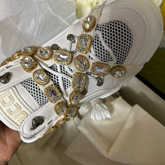 Gucci Flashtrek White Sneakers With Removable Crystals size 10 - Picture 5 of 14